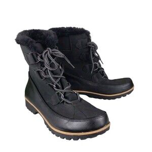 JBU Jambu Black Ankle Winter Boots Maldive Memory Foam  Faux Fur Faux Leather 9M